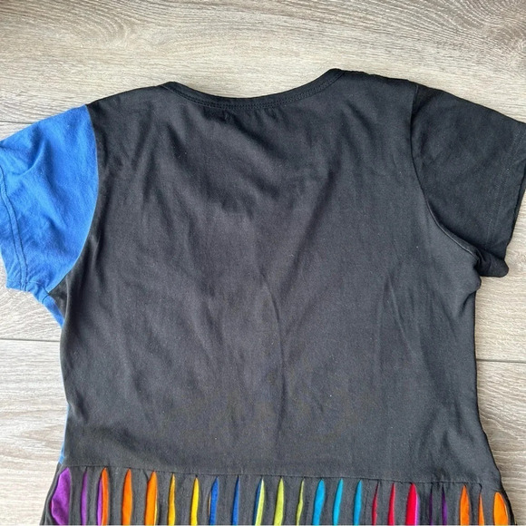 Leopards &  Roses Embroidered Patchwork Asymmetrical Hem Tunics - Picture 12 of 15